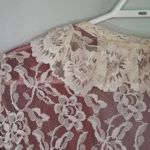 Vintage Night Gown Women's Medium Open Tie Front Lace Robe Maxi Length Dress - Picture 13 of 13